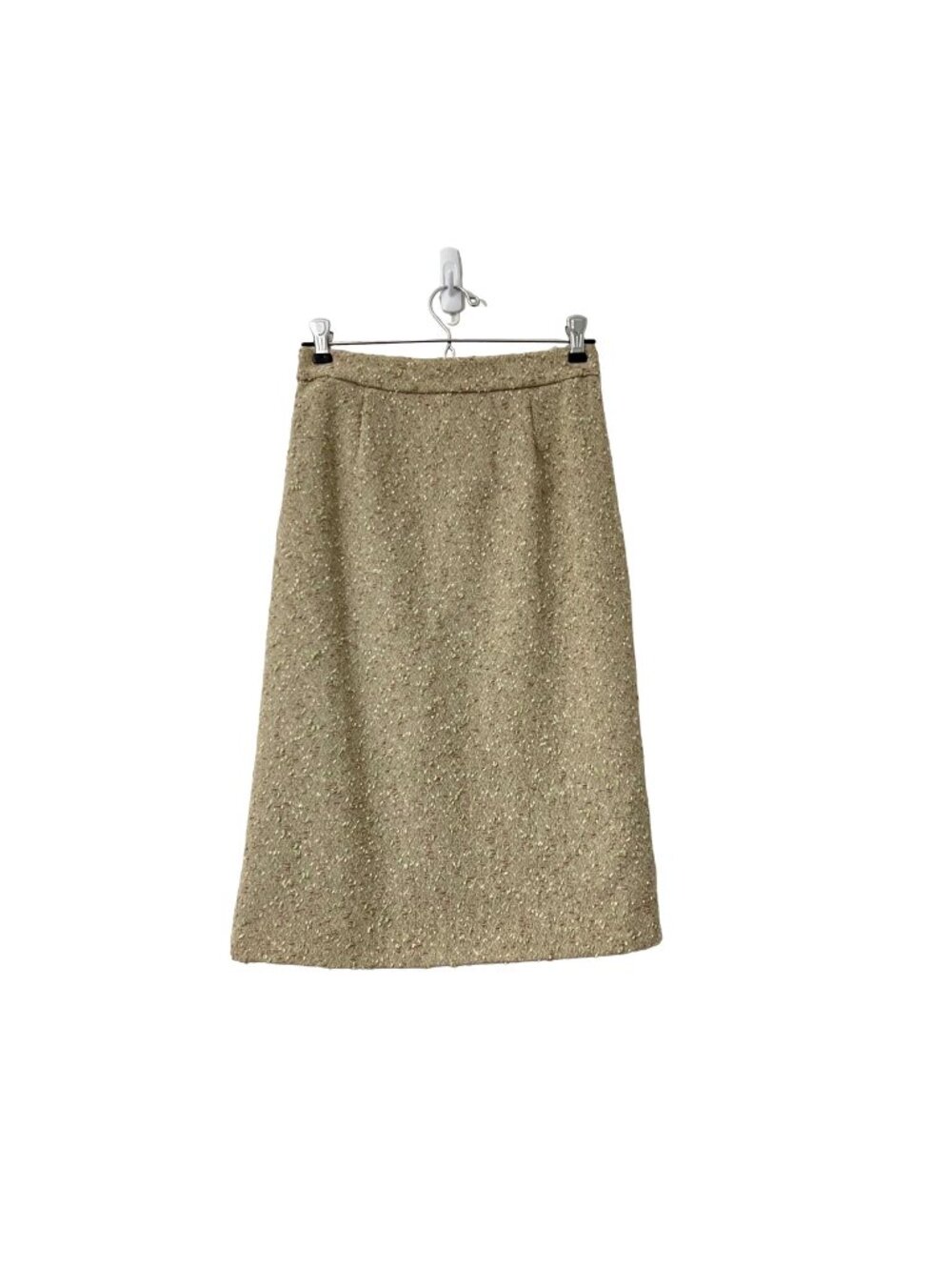 Moschino Womens Green Taupe Wool Textured Woven Bobble Pencil Skirt Size 6